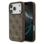 Θήκη PU Guess Apple iPhone 18 Pro/ 17 Pro Hardcase Classic Logo 4G Καφέ