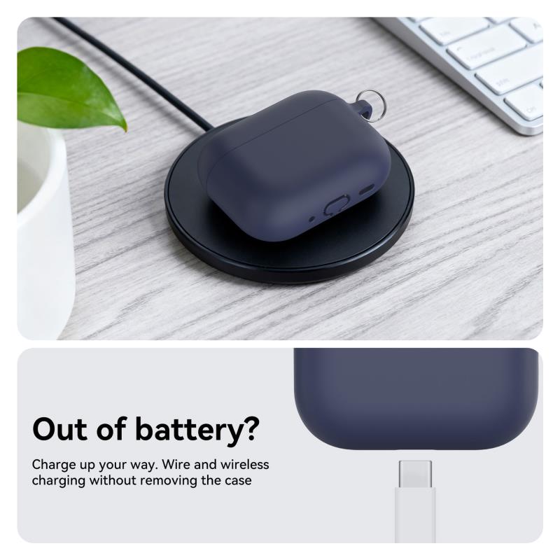 Θήκη Σιλικόνης AhaStyle WG184 Apple AirPods Pro 3 Premium με Γάντζο Σκούρο Μπλε