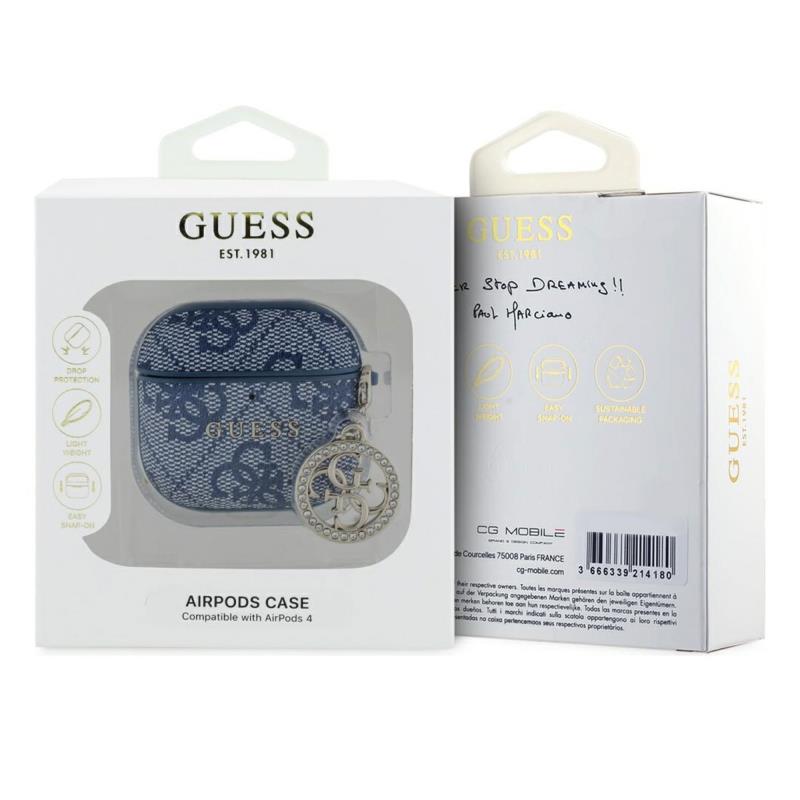 Θήκη PC Guess Apple AirPods 4 (2024) Strass Charm Collection 4G Μπλε