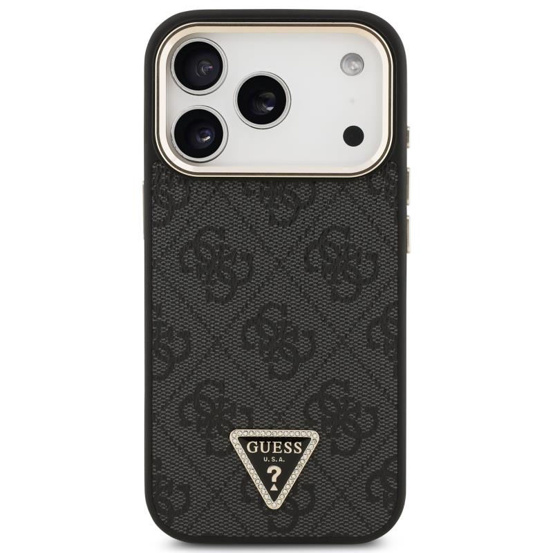 Θήκη PU Guess MagSafe Apple iPhone 18 Pro/ 17 Pro Leather Diamond Triangle 4G Μαύρο