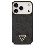 Θήκη PU Guess MagSafe Apple iPhone 18 Pro/ 17 Pro Leather Diamond Triangle 4G Μαύρο