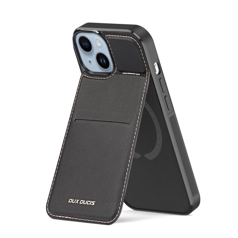 Θήκη Δερμάτινη Dux Ducis Rafi Mag 3 σε 1 MagSafe RFID Blocker Apple iPhone 15 Plus με Stand Μαύρο
