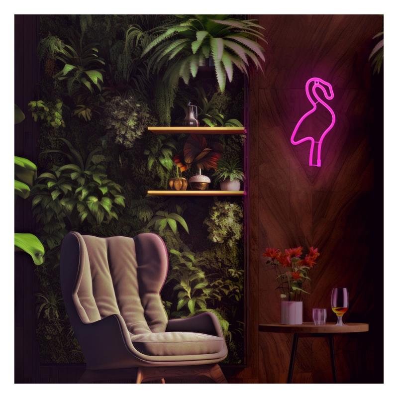 Neon LED Forever Light FLNE18 FLAMINGO (USB/Μπαταρίας & On/Off) Ροζ