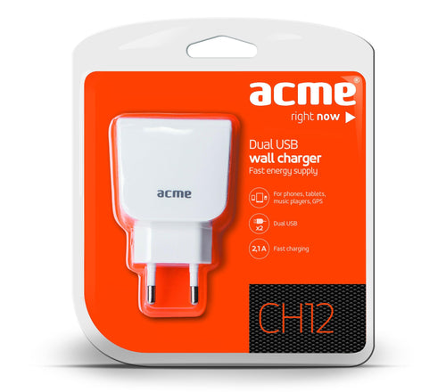 ACME ΦΟΡΤΙΣΤΗΣ ΤΑΞΙΔΙΟΥ 2USB 2.1A ΛΕΥΚΟ 2 ΘΕΣΕΩΝ