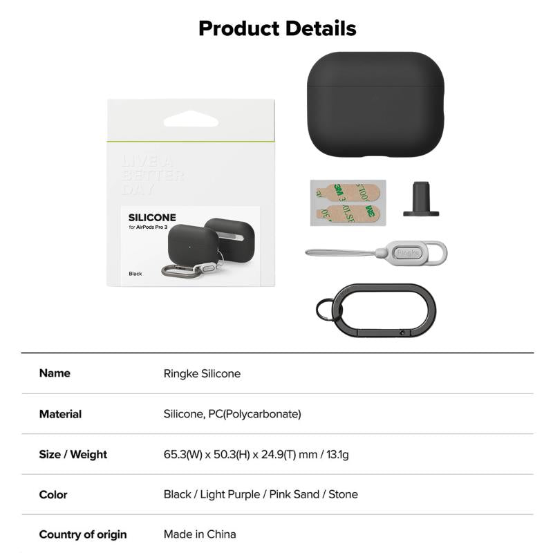 Θήκη Σιλικόνης Ringke Apple AirPods Pro 3 (2025) Μαύρο