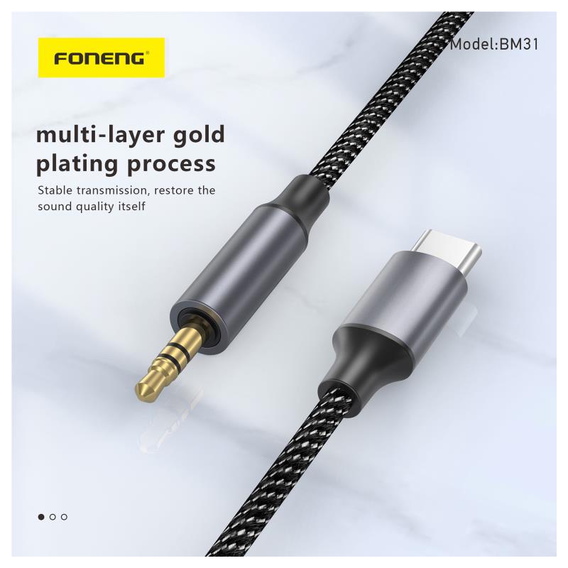 Καλώδιο Ήχου Foneng BM31 Metal USB C σε 3.5mm 1m Μαύρο