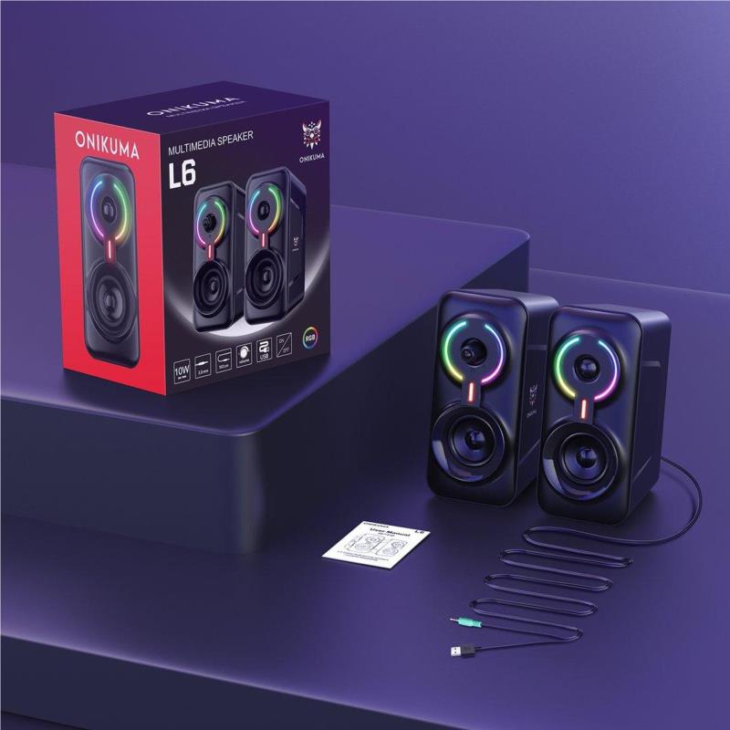 Ενσύρματα Ηχεία Onikuma L6 με Bluetooth 5.0 AUX 3.5 USB Sound Card 2x5W Μαύρο