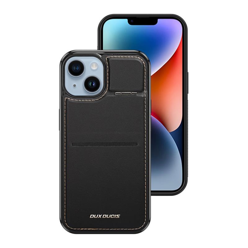 Θήκη Δερμάτινη Dux Ducis Rafi Mag 3 σε 1 MagSafe RFID Blocker Apple iPhone 15 Plus με Stand Μαύρο
