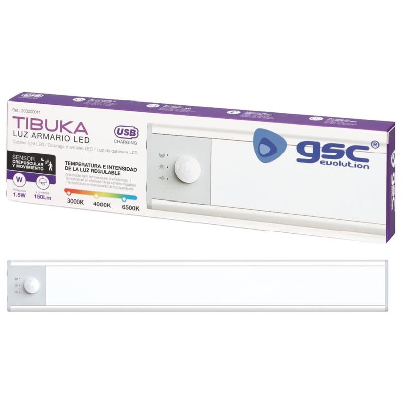 Φωτιστικό LED GSC Tibuka 40cm με Αισθητήρα Κίνησης 150lm 3000K έως 6500K Ασημί