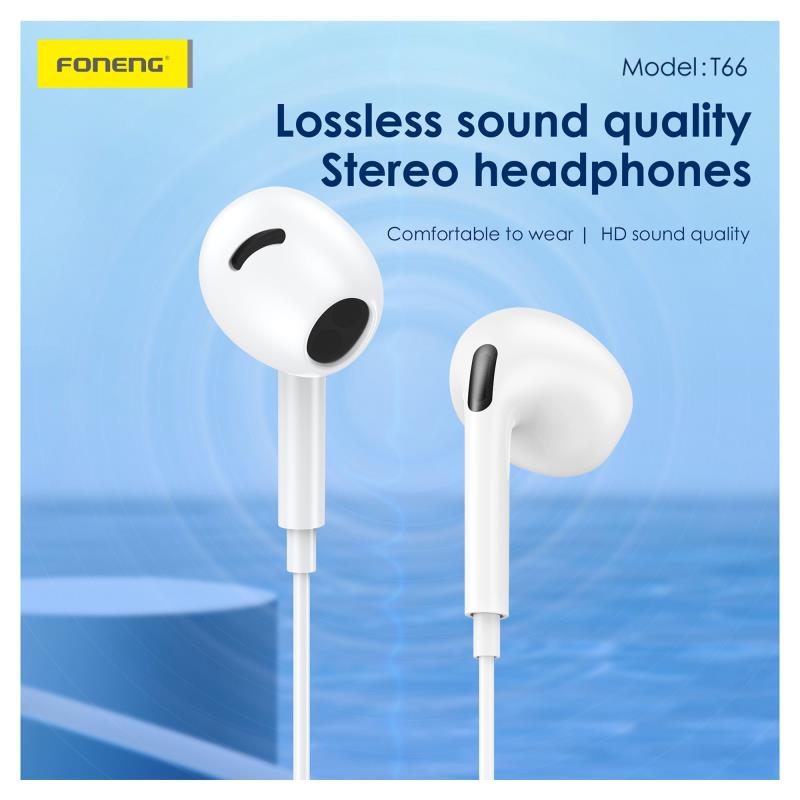 Hands Free Stereo Foneng T66 USB C Λευκό