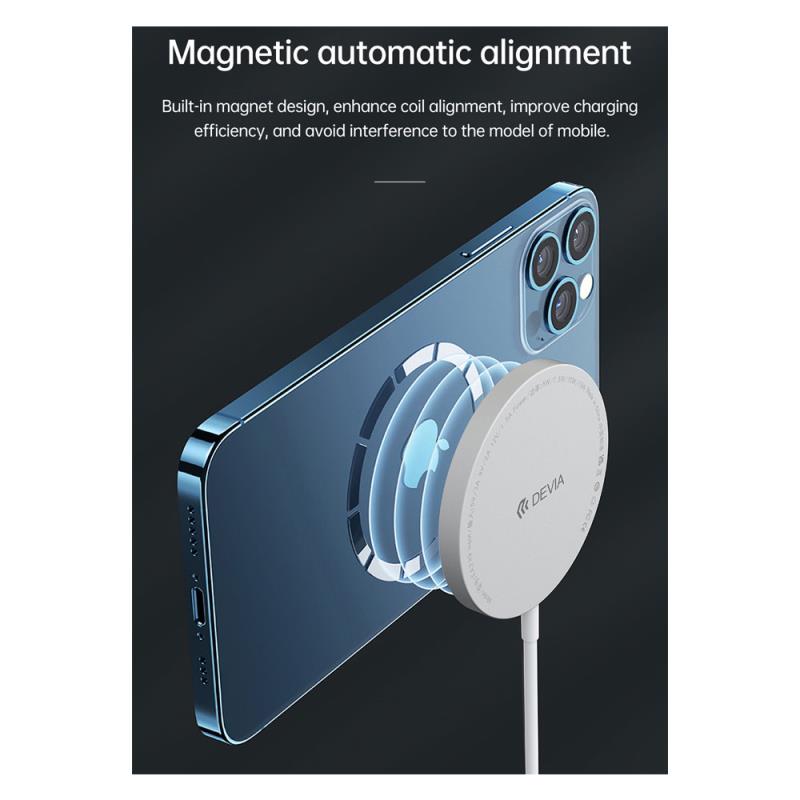 Ασύρματος Φορτιστής Devia EA239 15W για Smartphones Smart Ασημί