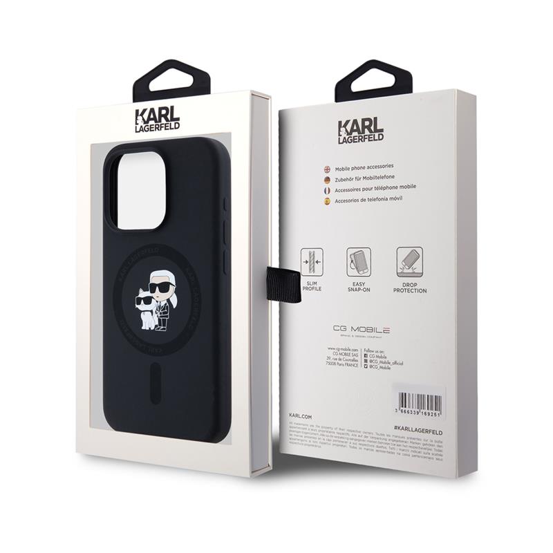 Θήκη Σιλικόνης Karl Lagerfeld Magsafe Apple iPhone 15 Pro Karl & Choupette Heads Μαύρο
