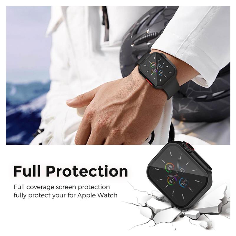 Θήκη PC με Tempered Glass Ahastyle WG115 Apple Watch 7/ 8/ 9 45mm Upgrade σε Ultra Μαύρο