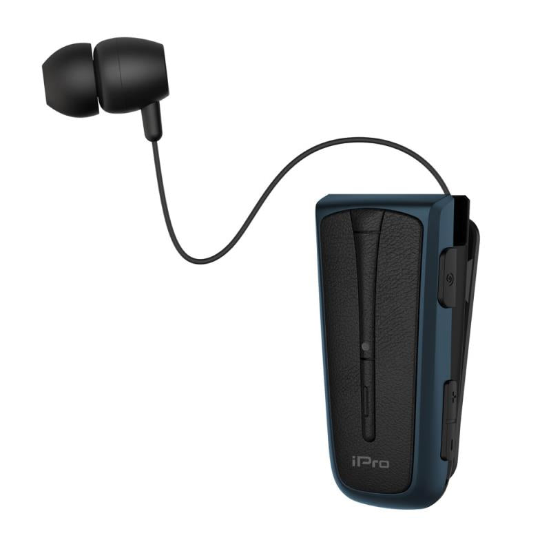 Στερεοφωνικό Ακουστικό Bluetooth iPro RH219s Retractable με Δόνηση Μαύρο-Μπλε