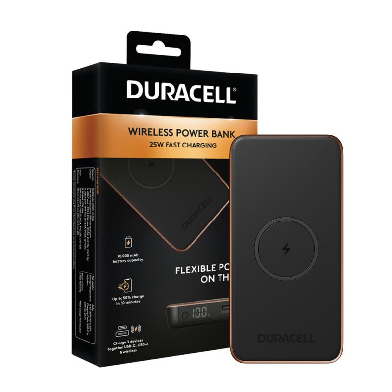 Φορτιστής Ανάγκης Duracell Core 10 25W 10000mAh PD Wireless Μαύρο