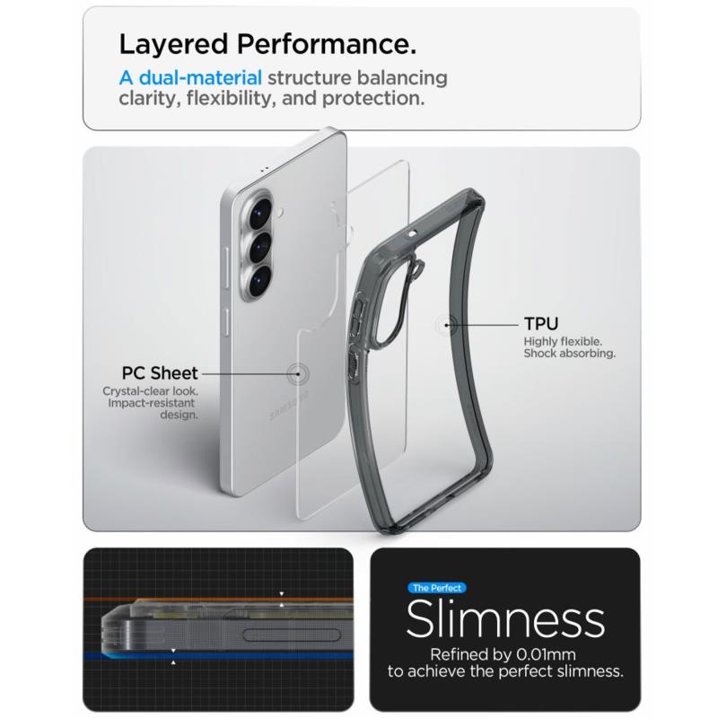 Θήκη TPU & PC Spigen Samsung Galaxy S26 5G Ultra Hybrid Διάφανο-Γκρι