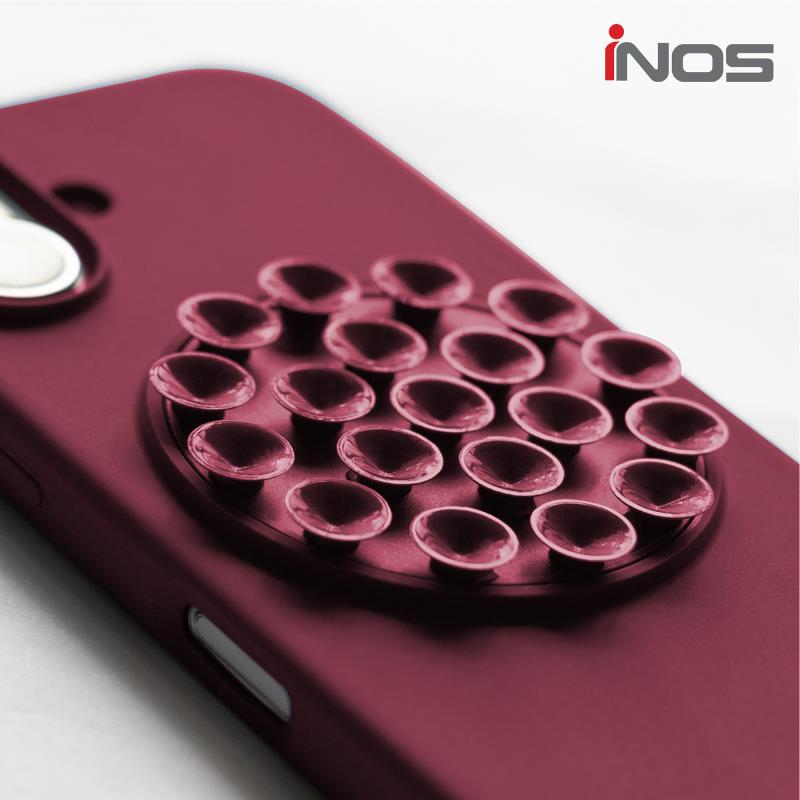 Θήκη Silicon & PC inos Apple iPhone 16 Pro με Suction Cup Μπορντώ