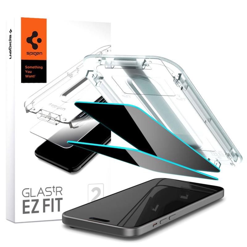 Tempered Glass Full Face Spigen Glas.tR EZ-FIT Privacy Apple iPhone 15/ 16 (2 τεμ.)