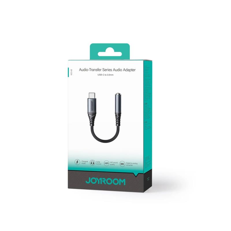 Αντάπτορας Joyroom Braided DAC SY-01 USB C Αρσενικό σε 3.5mm Θηλυκό Μαύρο