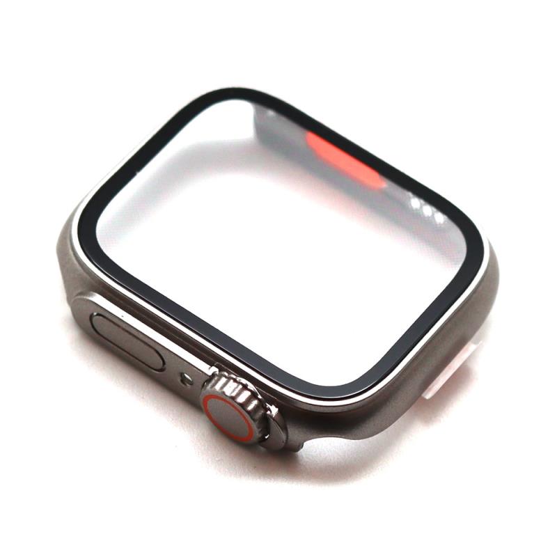 Θήκη Glass & PC inos Apple Watch 7/ 8/ 9 45mm Upgrade to Ultra Ασημί