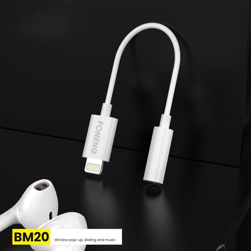Αντάπτορας Foneng BM20 3.5mm Θηλυκό σε Lightning Αρσενικό 0.1m Λευκό