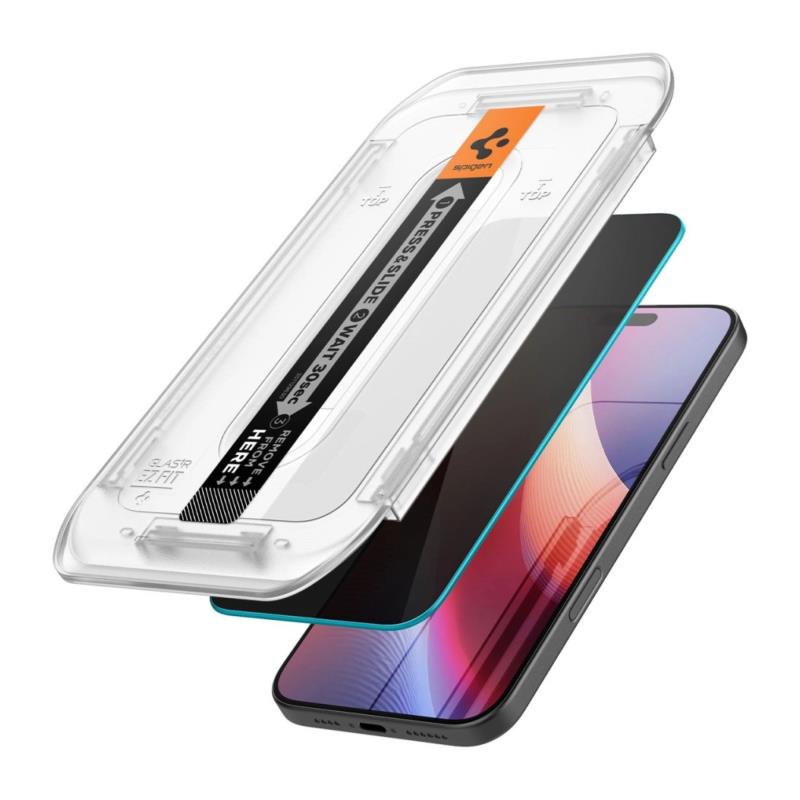 Tempered Glass Full Face Spigen Glas.tR EZ-FIT Privacy Apple iPhone 16 Pro Max (2 τεμ.)
