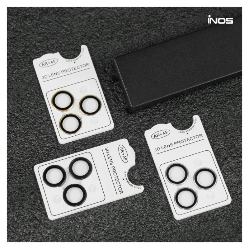 Tempered Glass Rings inos για Τζαμάκι Κάμερας Apple iPhone 17 Μαύρο (1 σετ/3 τεμ.)