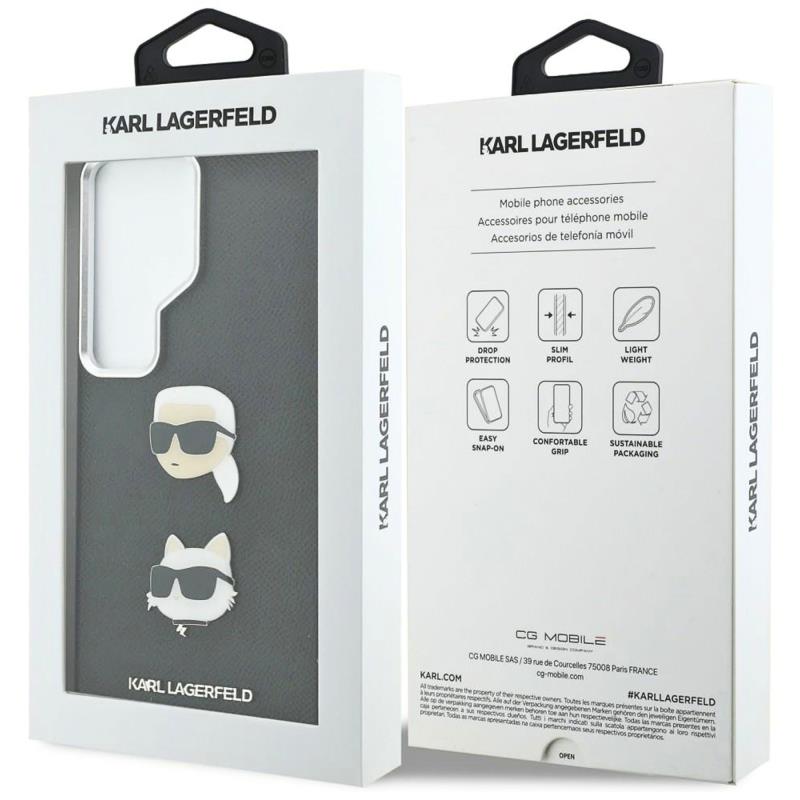 Θήκη TPU Karl Lagerfeld Samsung Galaxy S26 Ultra Wrapped Leather Saffiano with K&C Head Pin Μαύρο