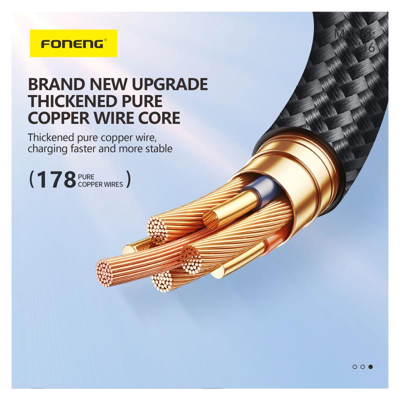 Καλώδιο Σύνδεσης USB 2.0 Foneng X116 Power Display Aluminum Alloy Braided USB C σε USB C 60W 1.2m Μαύρο