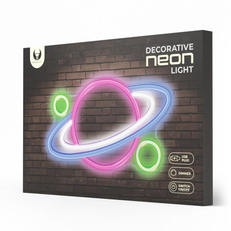 Neon Plexi Forever Light FPNE05X PLANET (USB, On/Off & Dimmer) Πολύχρωμο