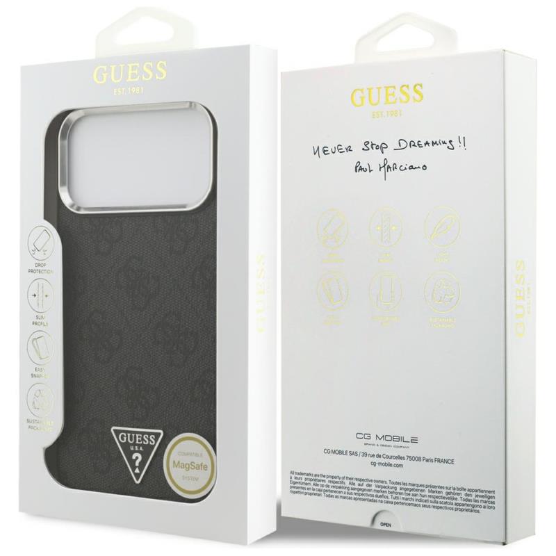 Θήκη PU & Eco-Leather Guess MagSafe Apple iPhone 18 Pro Max/ 17 Pro Max Hardcase Triangle Logo Μαύρο