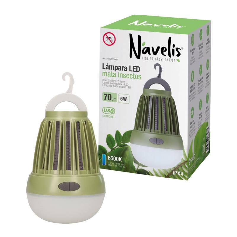 Επαναφορτιζόμενος Φακός LED Navelis 5W 1200mAh 70lm με Εντομοπαγίδα Πράσινο