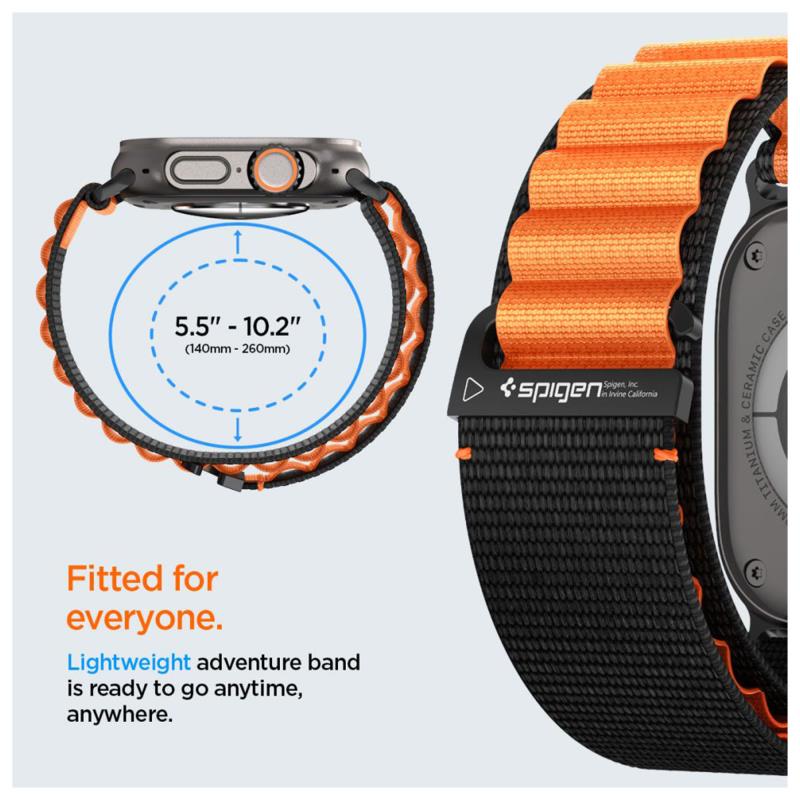 Λουράκι Spigen WBF1 Apple Watch (44/ 45/ 46/ 49mm) Μαύρο-Πορτοκαλί