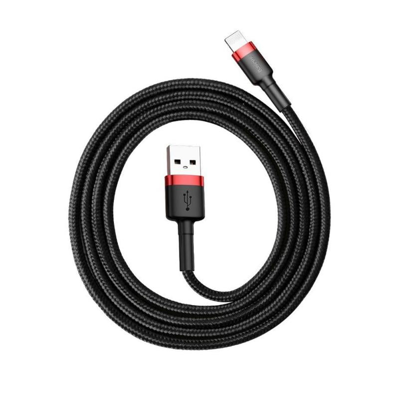 Καλώδιο Σύνδεσης USB 2.0 Baseus Cafule USB A σε Lightning 7.5W 1.5A 2m Μαύρο-Κόκκινο