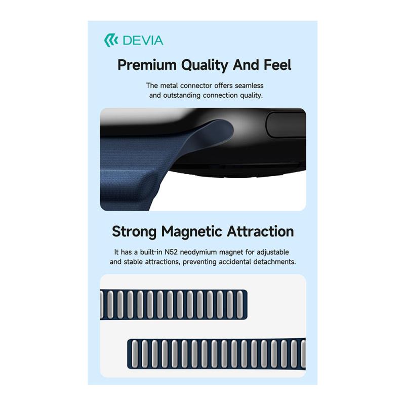 Λουράκι Devia Fiber Magnet Apple Watch (44/ 45/ 46/ 49mm) Deluxe Ανοιχτό Καφέ