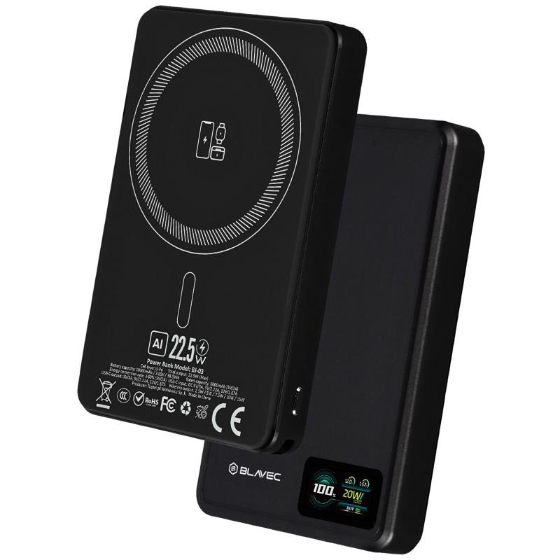 Φορτιστής Ανάγκης Blavec BJ-03 22.5W 10000mAh 3 σε 1 Magnetic Μαύρο