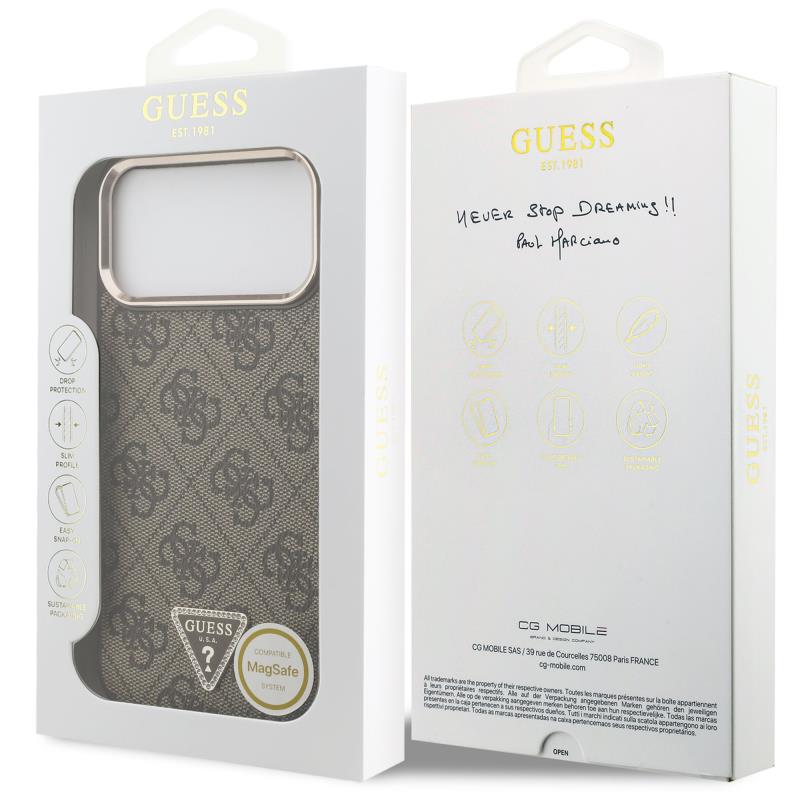 Θήκη PU Guess MagSafe Apple iPhone 18 Pro Max/ 17 Pro Max Leather Diamond Triangle 4G Καφέ