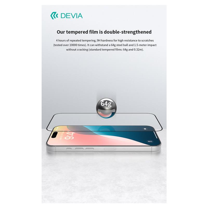 Tempered Glass Full Face Anti-Static Devia Apple iPhone 16 Van Μαύρο (1 τεμ.)