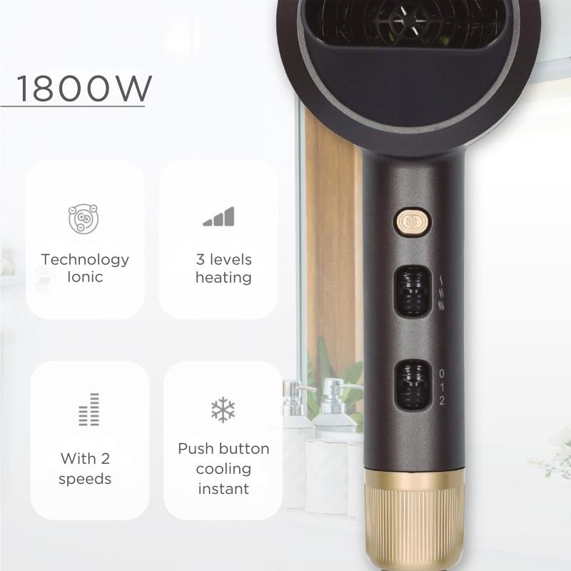 Σεσουάρ Μαλλιών Väline Hixon Ionic 1800W με Διαχύτη Γκρι