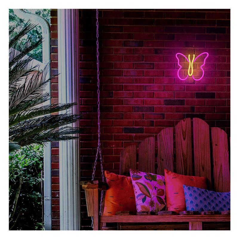 Neon LED Neolia NNE03 BUTTERFLY (USB & On/Off) Ροζ - Κίτρινο