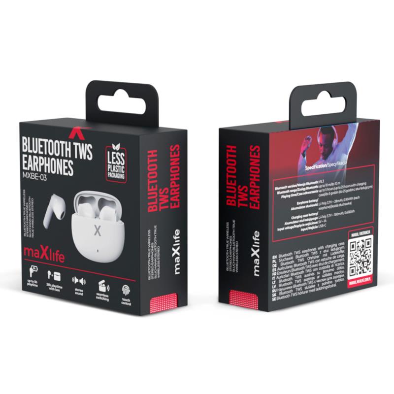 True Wireless Ακουστικά Bluetooth Maxlife MXBE-03 Λευκό