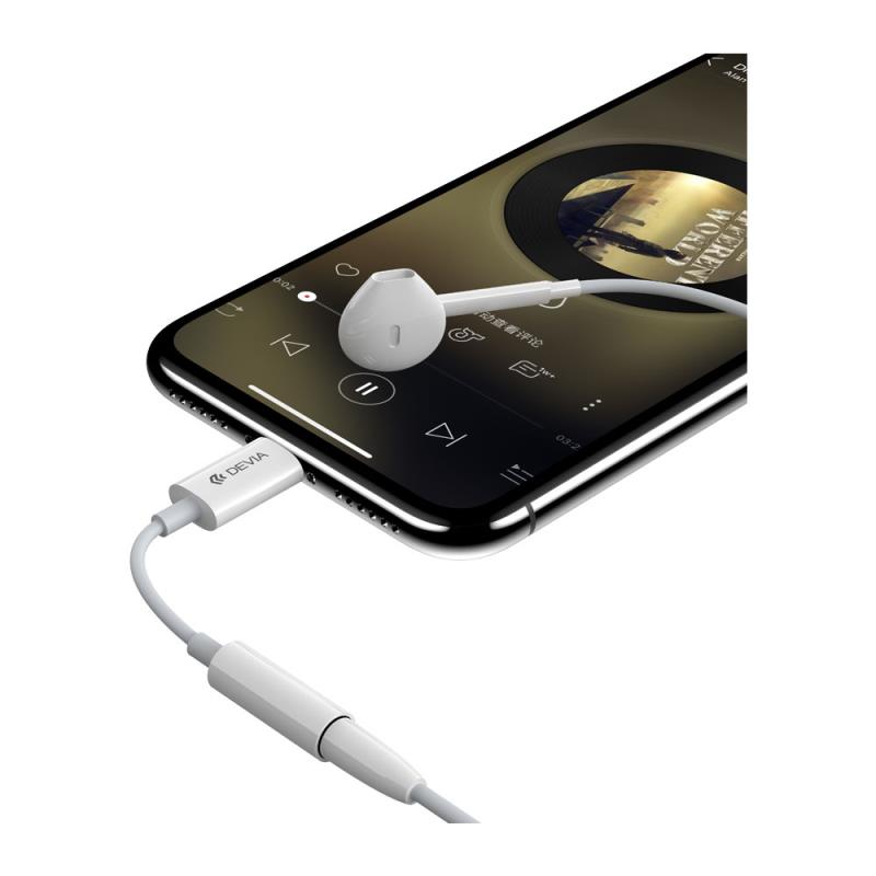 Αντάπτορας Devia EC090 Lightning Αρσενικό σε 3.5mm Θηλυκό για Μουσική Smart 0.15m Λευκό