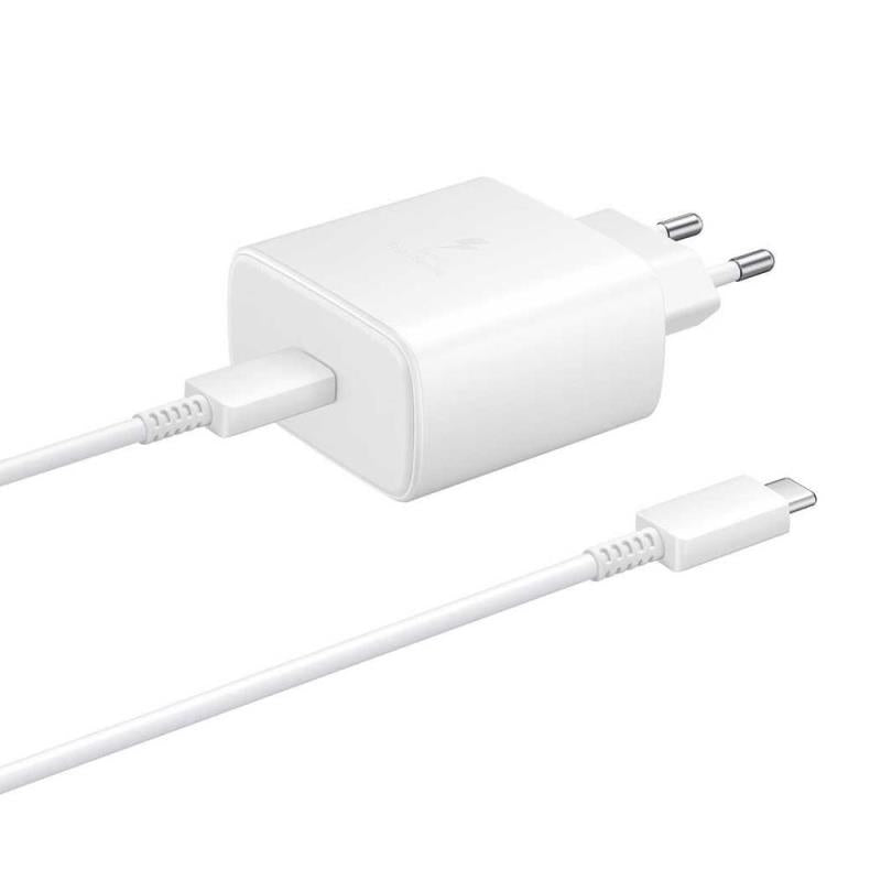 Φορτιστής Ταξιδίου Ταχείας Φόρτισης Samsung EP-TA845 2.25A 45W & Καλώδιο USB C Λευκό (Ασυσκεύαστο)