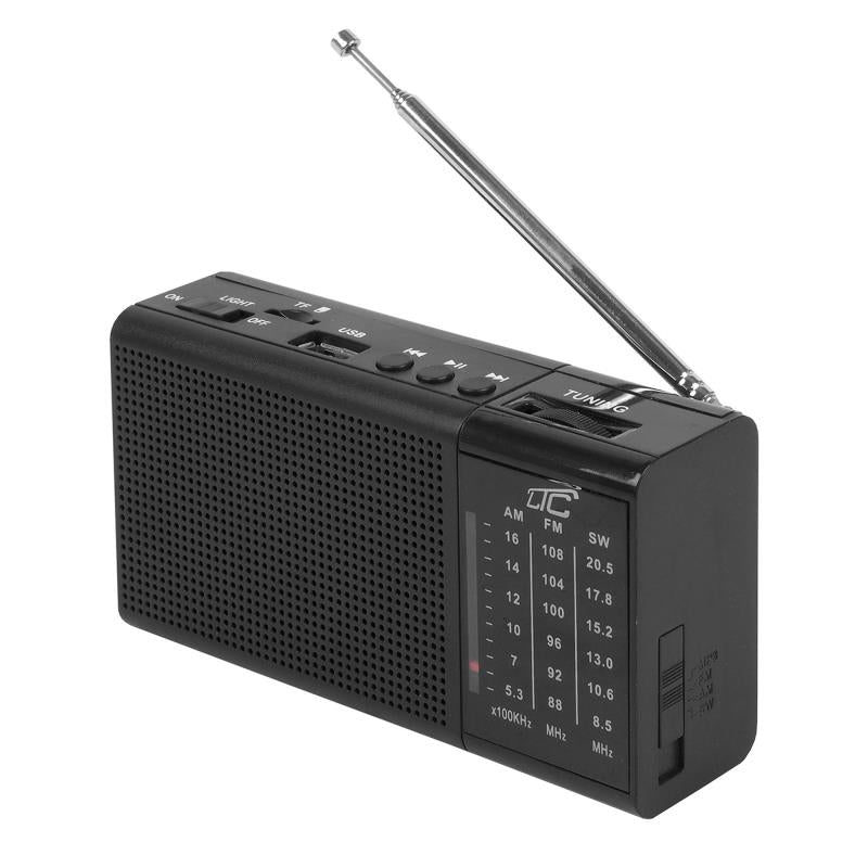 Φορητό Ραδιόφωνο LTC Rega με AM/FM, USB, microSD, AUX & Mini LED Φακό Μαύρο