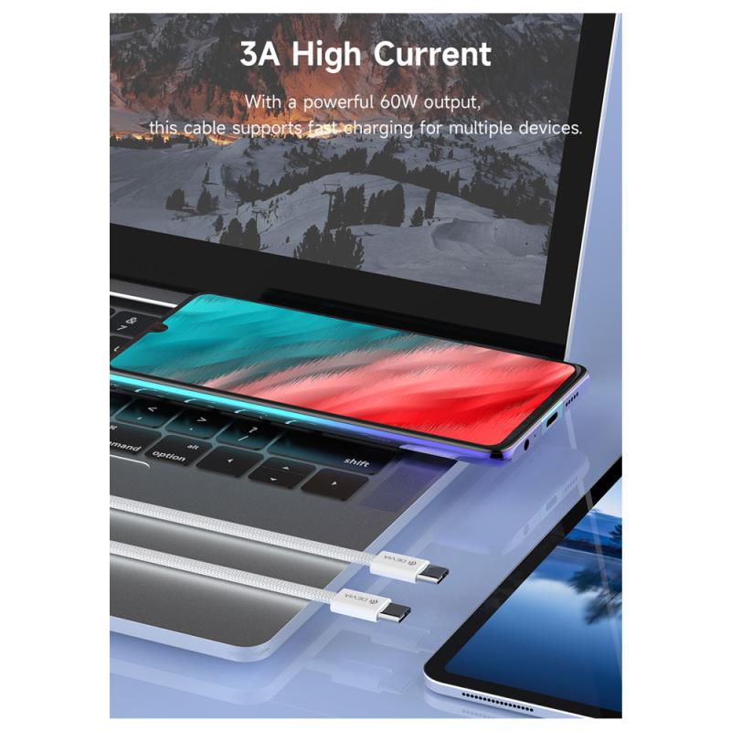Καλώδιο Σύνδεσης USB 2.0 Devia EC325 Braided USB C σε USB C PD 60W 1m Smart Λευκό