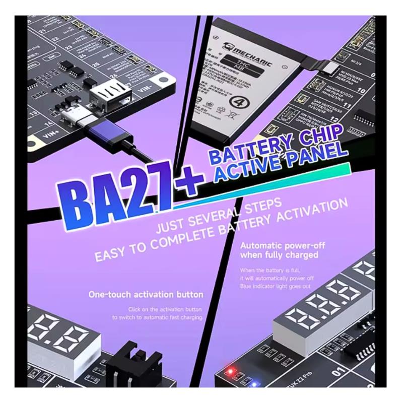 Πλακέτα Mechanic BA27+ για Έλεγχο Τάσης - Φόρτιση - Εκκίνηση Μπαταριών για Συσκευές Apple έως 16 Series, Samsung, Xiaomi & Huawei