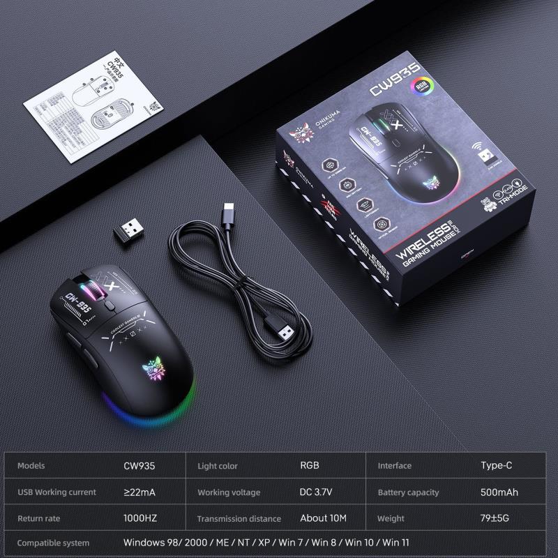 Ασύρματο Ποντίκι Onikuma CW935 Gaming RGB Μαύρο