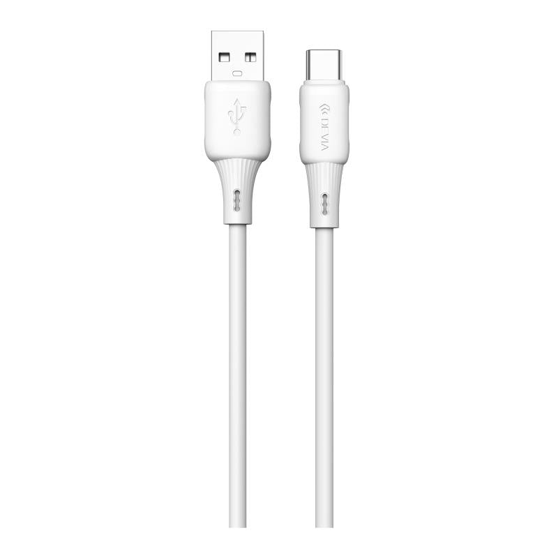 Καλώδιο Σύνδεσης USB 2.0 Devia EC629 USB A σε USB C 2.4A Silicone Pro3 1m Λευκό