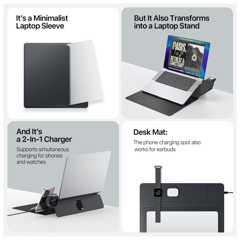 Θήκη Ασύρματης Φόρτισης Dux Ducis AirQ 3 σε 1 για Laptop/ Macbook/ Notebook/ Tablet 15.0"-16.0" Μαύρο