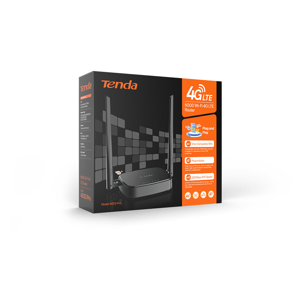 TENDA N300 Wifi 4G LTE Router 4G03 Pro Black
